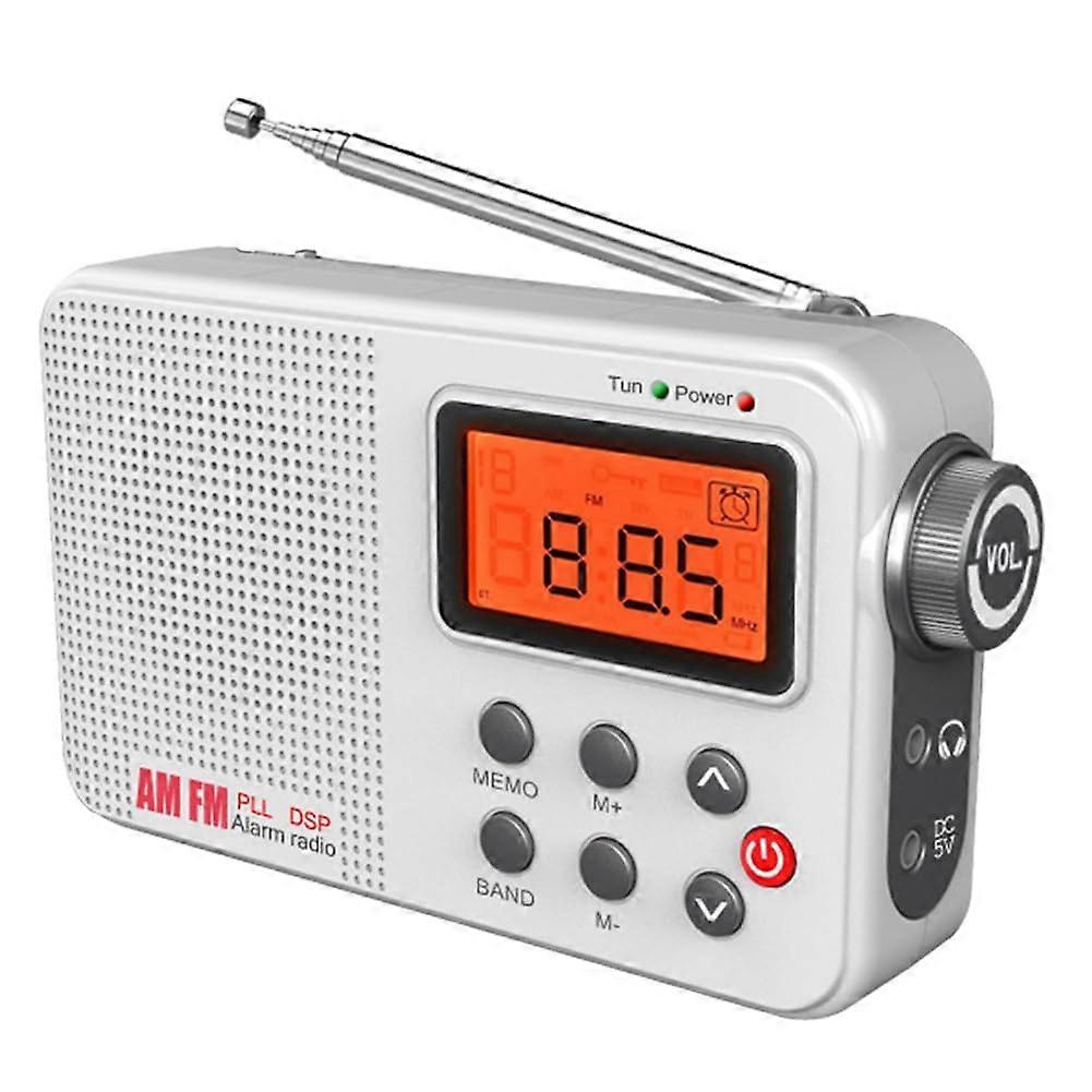Radio Multiband World Receiver FM AM SW Shortwave With LCD Display Time Alarm Battery Or Plug In Power