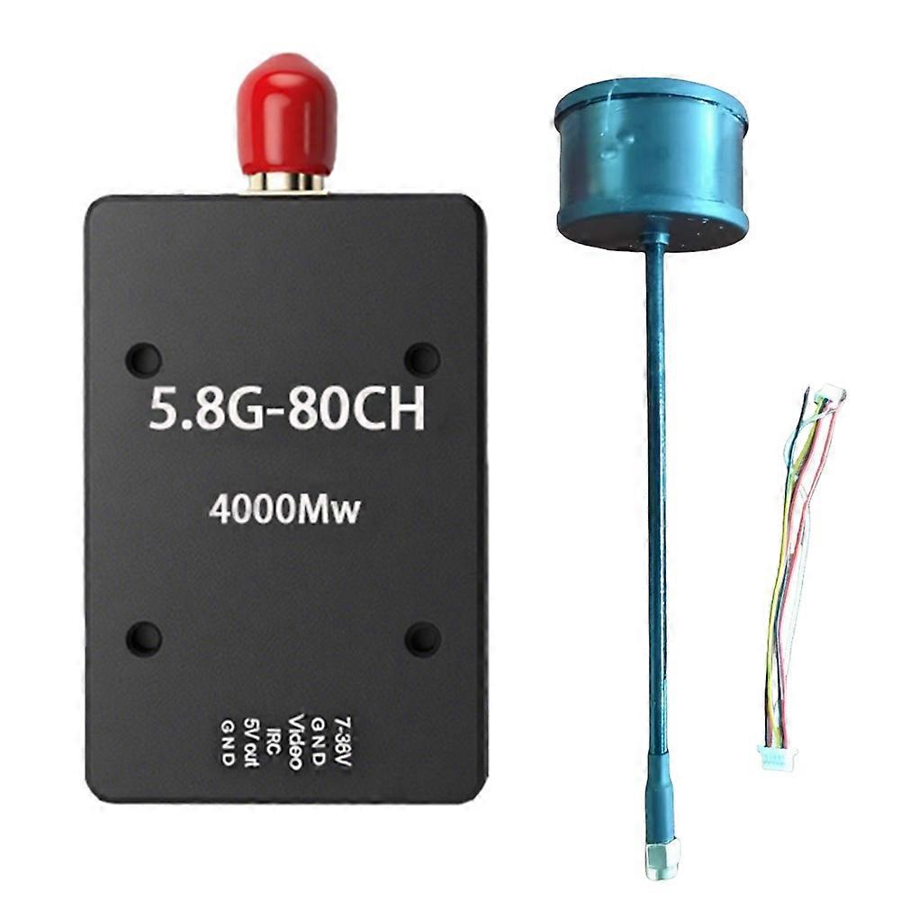 5.8G 4W VTX 80CH FPV Audio Video Transmitter with Antenna PAL/ NTSC 7-36V for FPV RC Long Range Drones