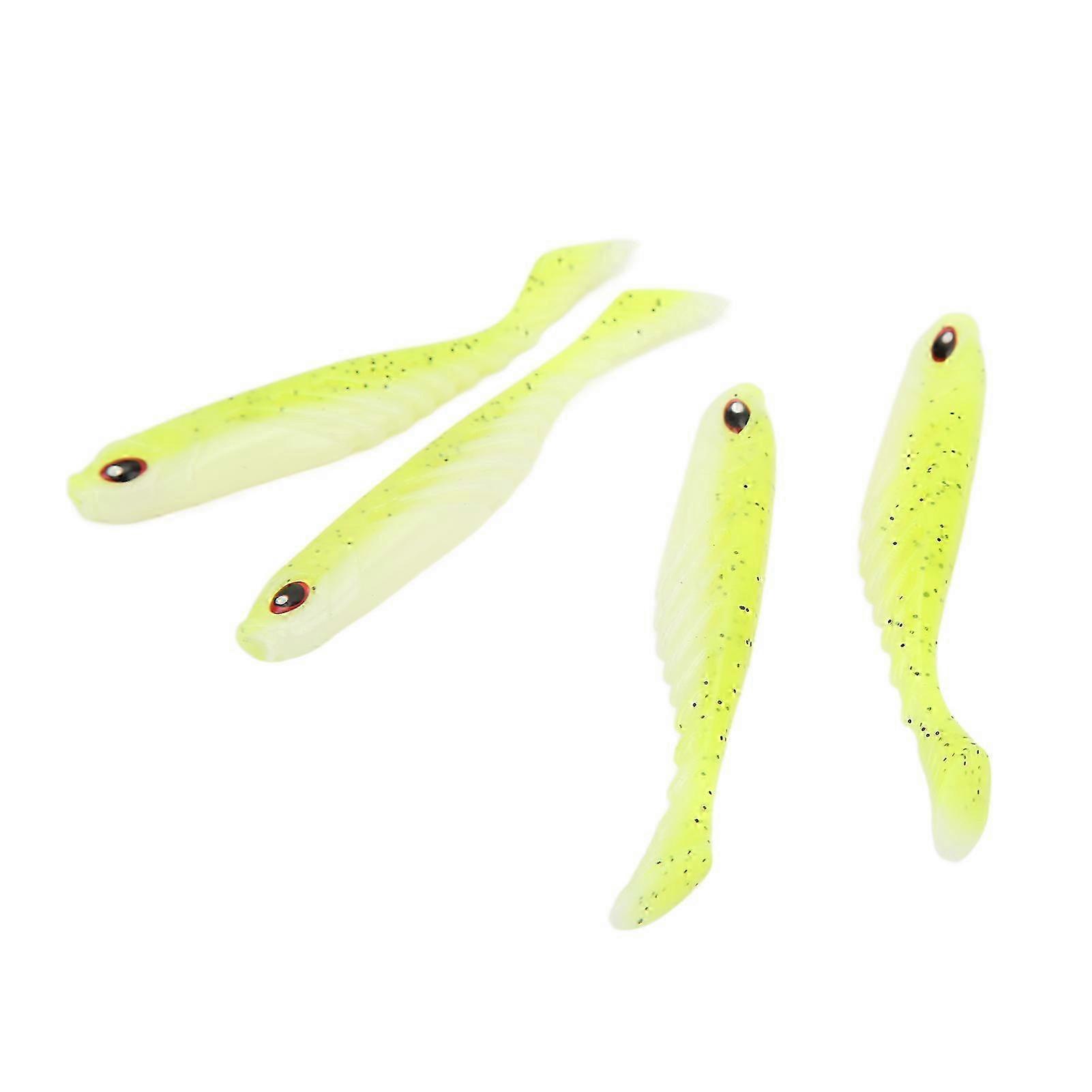 4PCS AR48 75mm/3.2g T Tail Soft PVC Bait Double Colors Jigging Wobblers Aritificial LureYellow White 26s