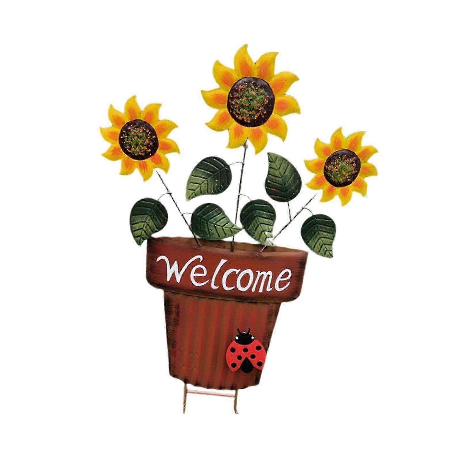 Flower Pot Garden Stake 2D Decor Decoration for Landscape Backyard Courtyard