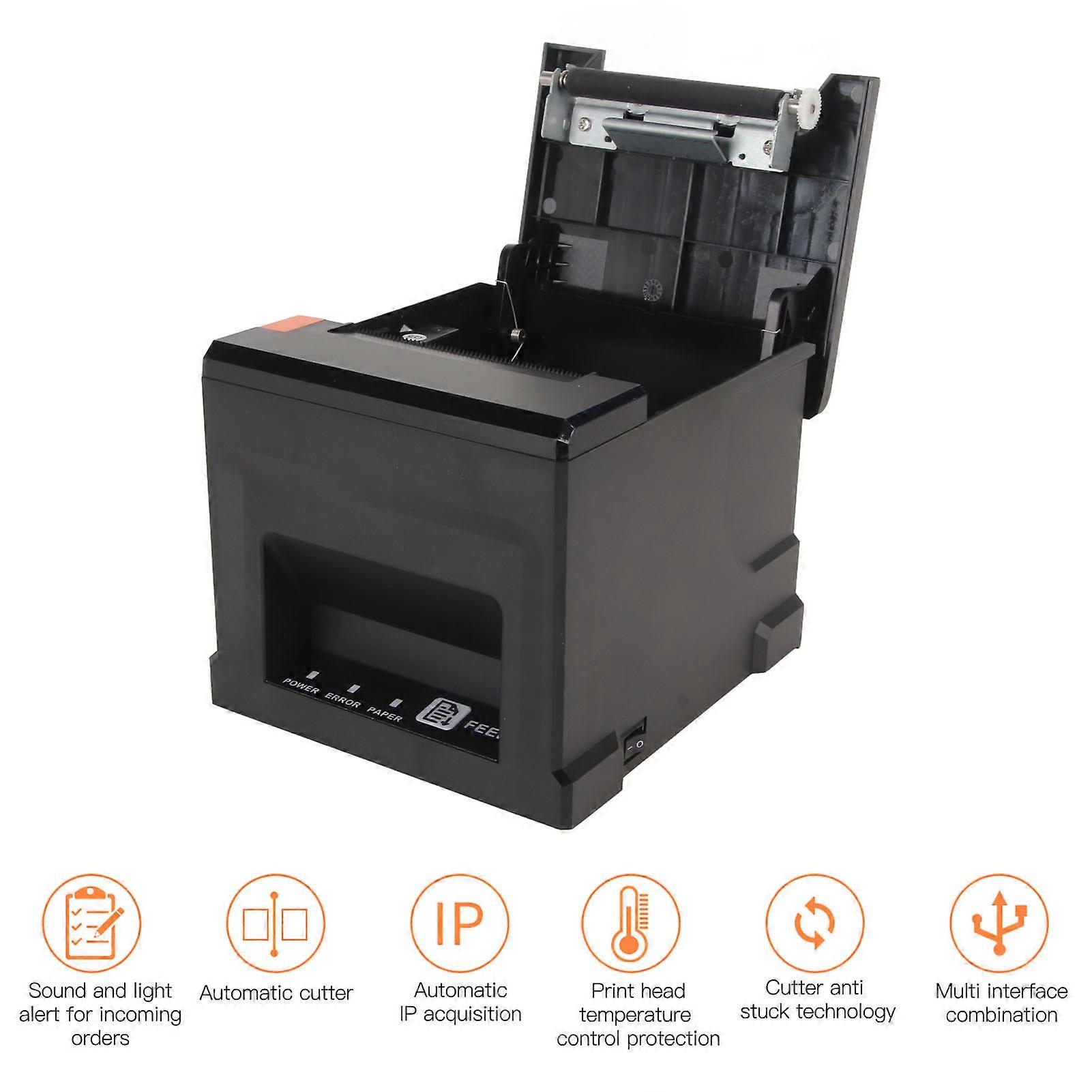 Thermal POS Printer USB Ethernet Interface 80mm USB Thermal Receipt Printer with Auto Cutter 100‑240V