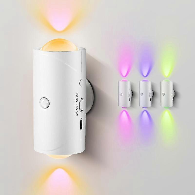 Smart Rechargeable LED Night Light with Motion Sensor – RGB Gradient Ambient Lighting, Dimmable Wall Lamp, Magnetic & Stick-On Design, USB C