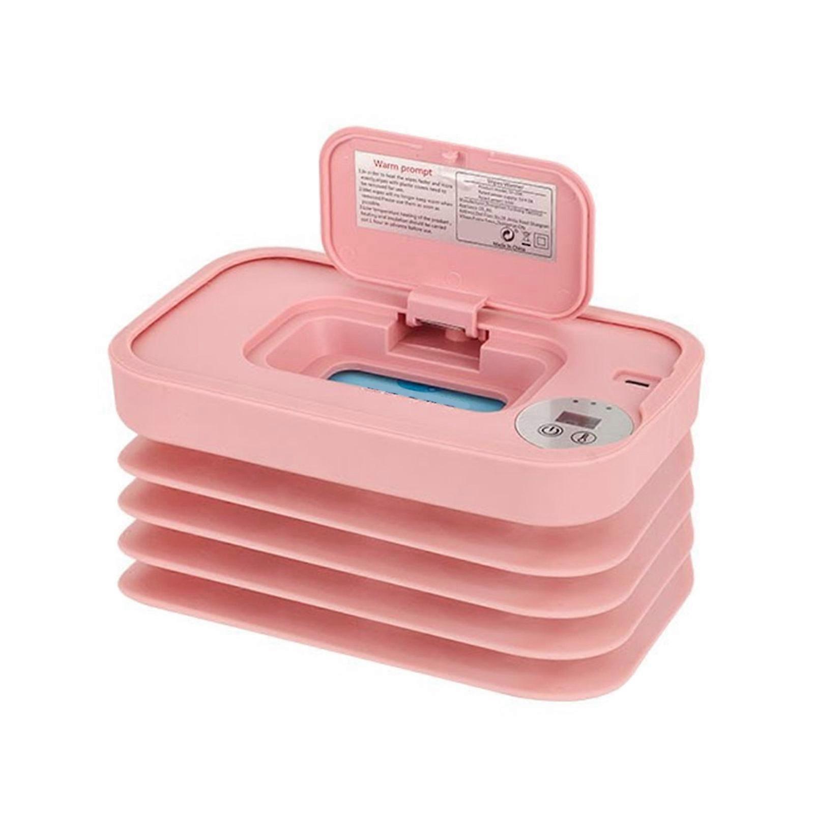 Portable Infant Wipe Heating System Adjustable Temperature Control Plastic Travel Ready Design Wet Wipes Warmer  Pink