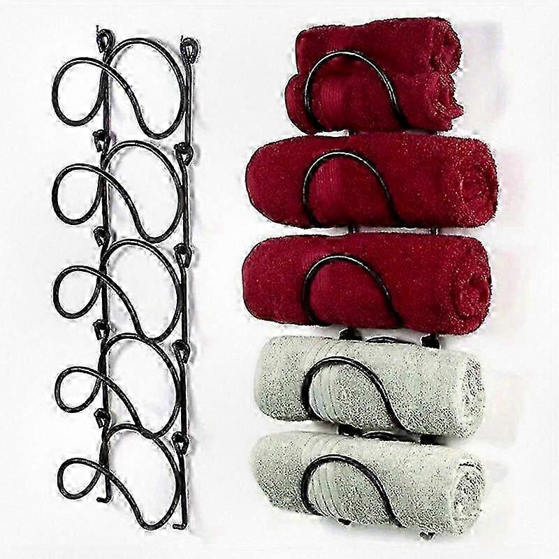 1 Set Space-Saving Towel Wine Rack Easy Install Versatile And Durable Wrought Iron Wall Organizer For Stylish Home Decoration Suitable For V