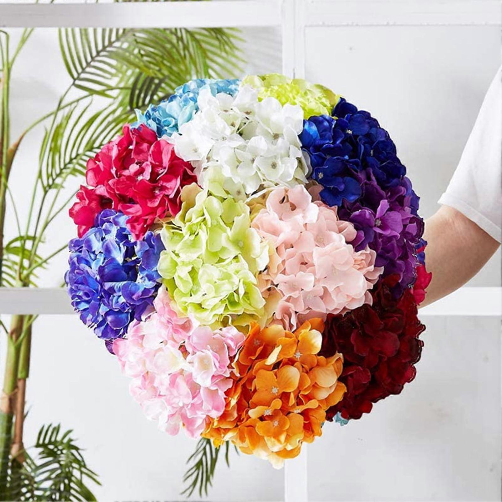 Hesroicy Realistic Simulation Hydrangea Vivid Non-fading No Withering DIY Single Branch Artificial Flower Home Decor