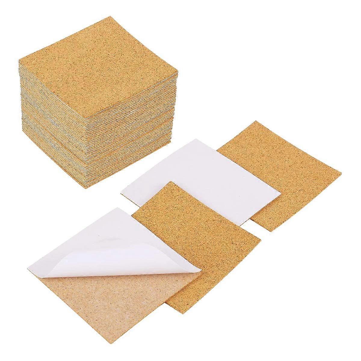 SelfAdhesive Cork Coasters, Cork Backing Sheets And Cork Mats For Coasters, DIY Crafts (40, Square)