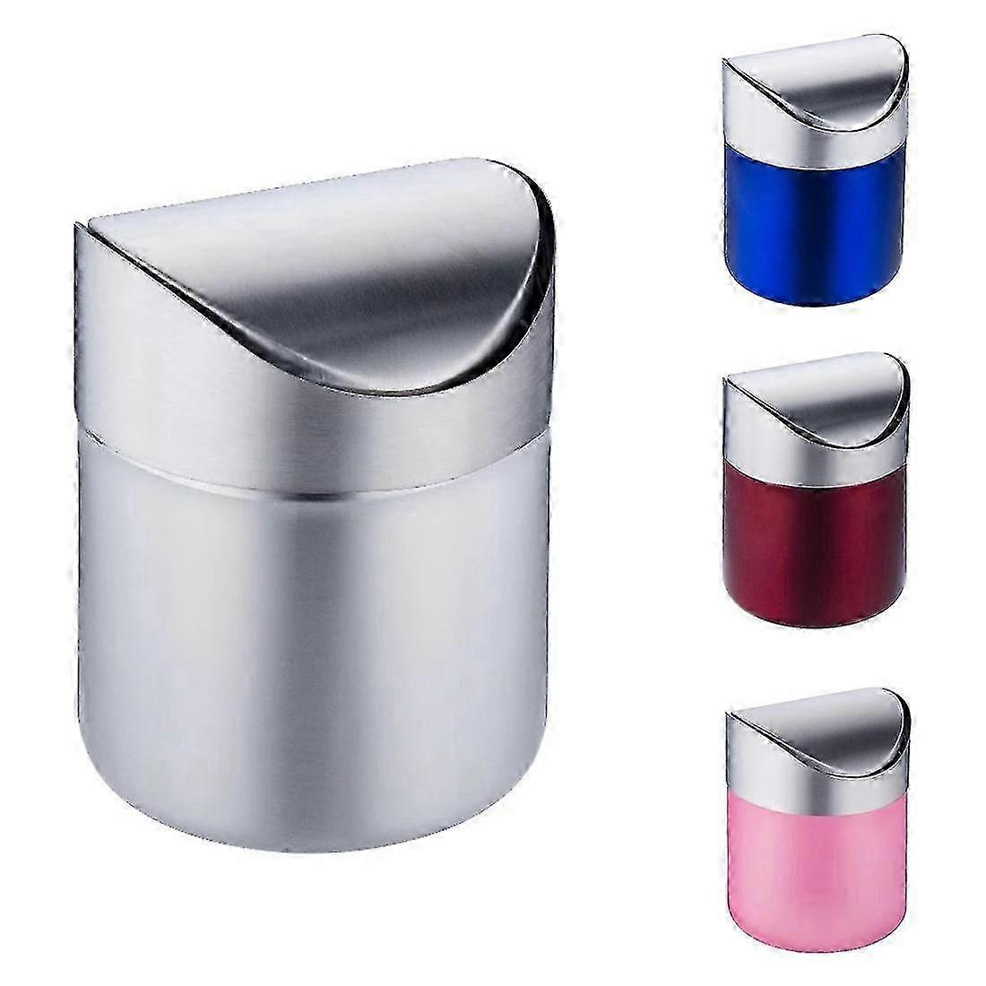 Small Desk Bin with Lid for Kitchen Counter, Mini Trash Can for Office