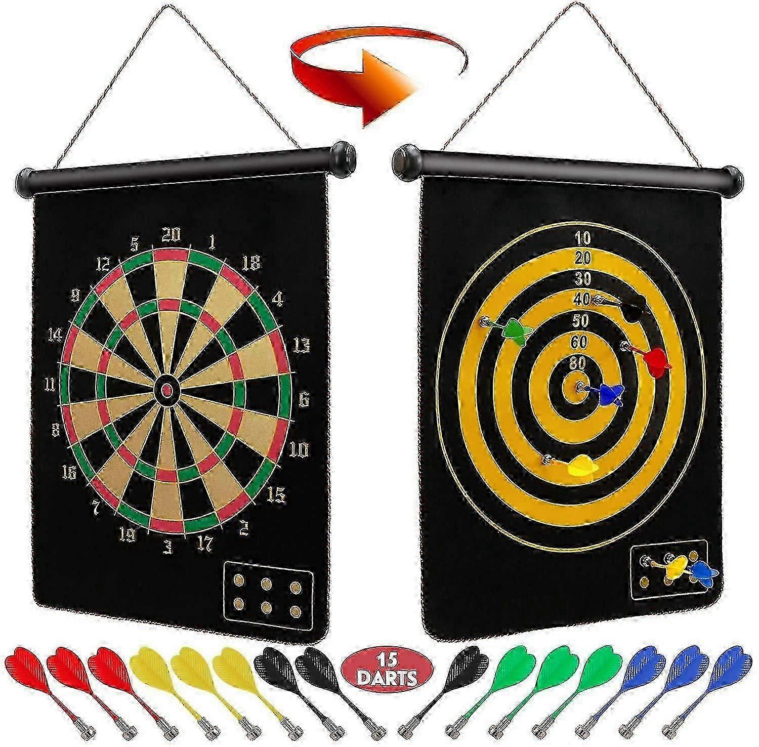 Magnetic Dart Board For Kids And Adults, Double Sided Board Games Set