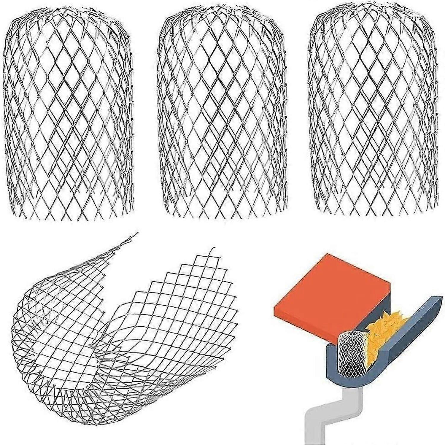 4 Pack Metal Gutter Guards Expandable Filter Screen Leaf Strainer Downspout Guards for Gutters Downspout