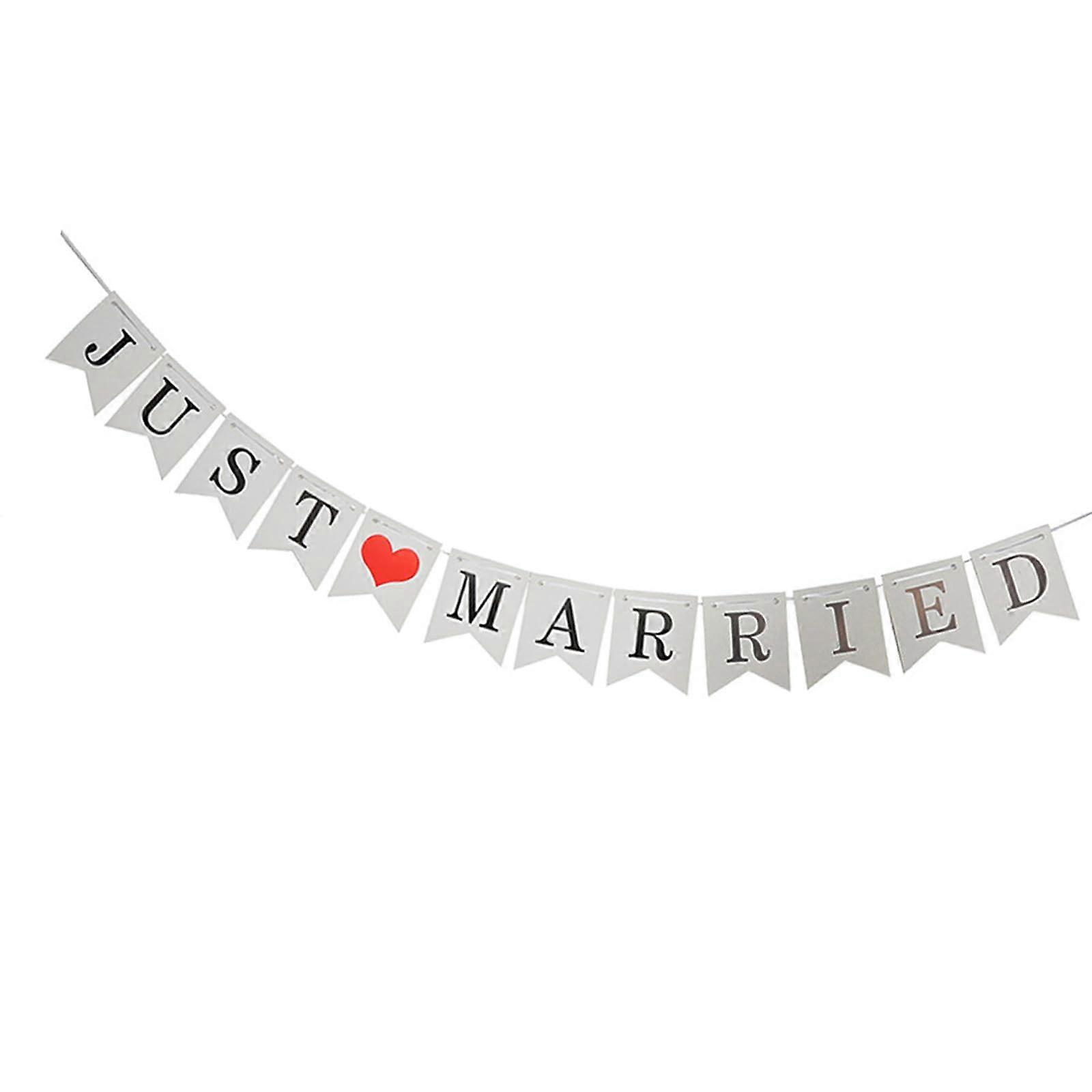 Just Married Bunting White  Paper Craft Wedding Decoration Assorted Styles Photo Booth Props