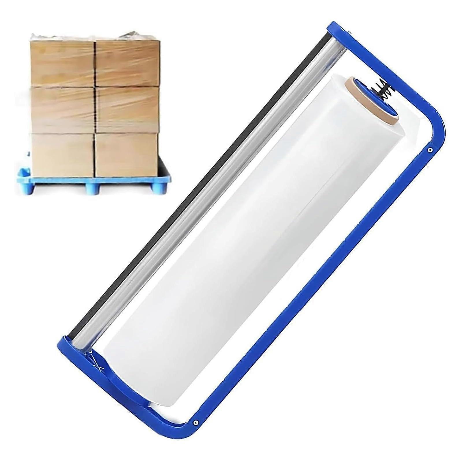 Stretch Film Dispenser with Builtin Cutter for Smooth Pallet Wrapping and Cargo Packaging