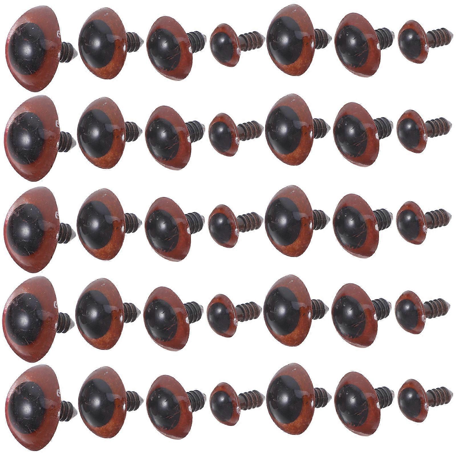 Brown Plastic Safety Eyes for Doll Craft with Washers 100Pcs Kit
