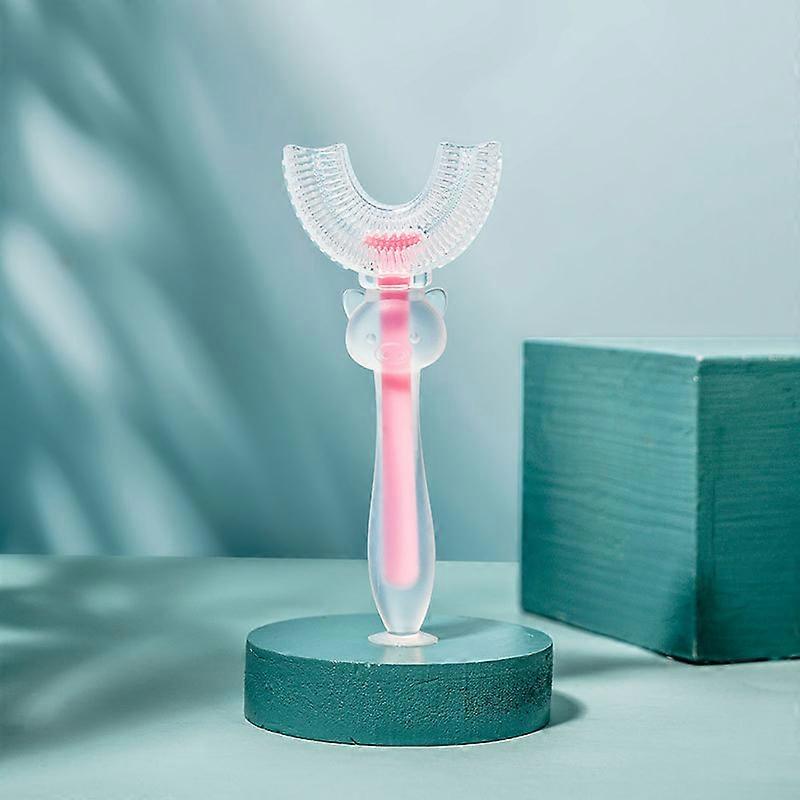 Pink U-shaped children's toothbrush YC