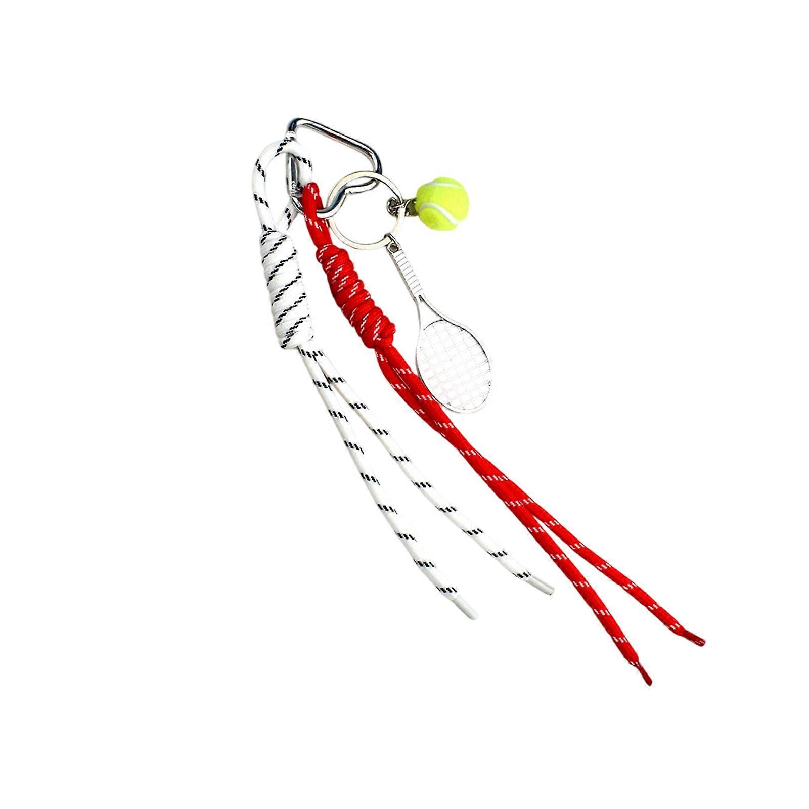 Elegant Color Panel Tennis Keychain Charm For Bags Access Modern Couple Gift Permanent Mixture Rope Thin Addition  Red