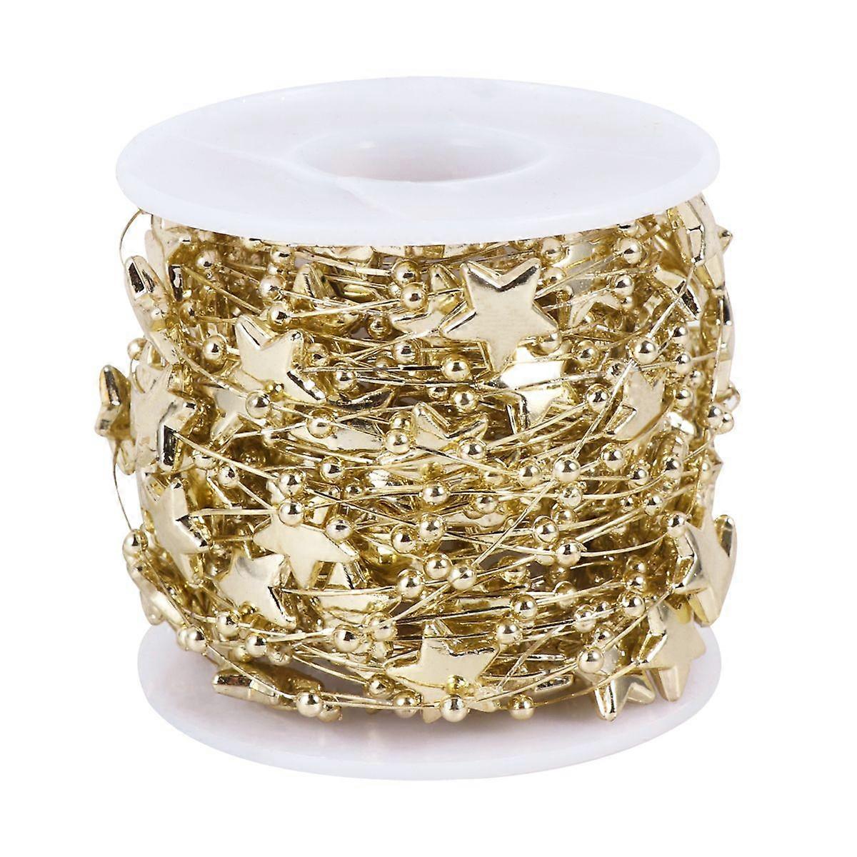 10m/Roll Five-Pointed Star String Beads Chain Decorative String Beads Beads Pendant (Golden)