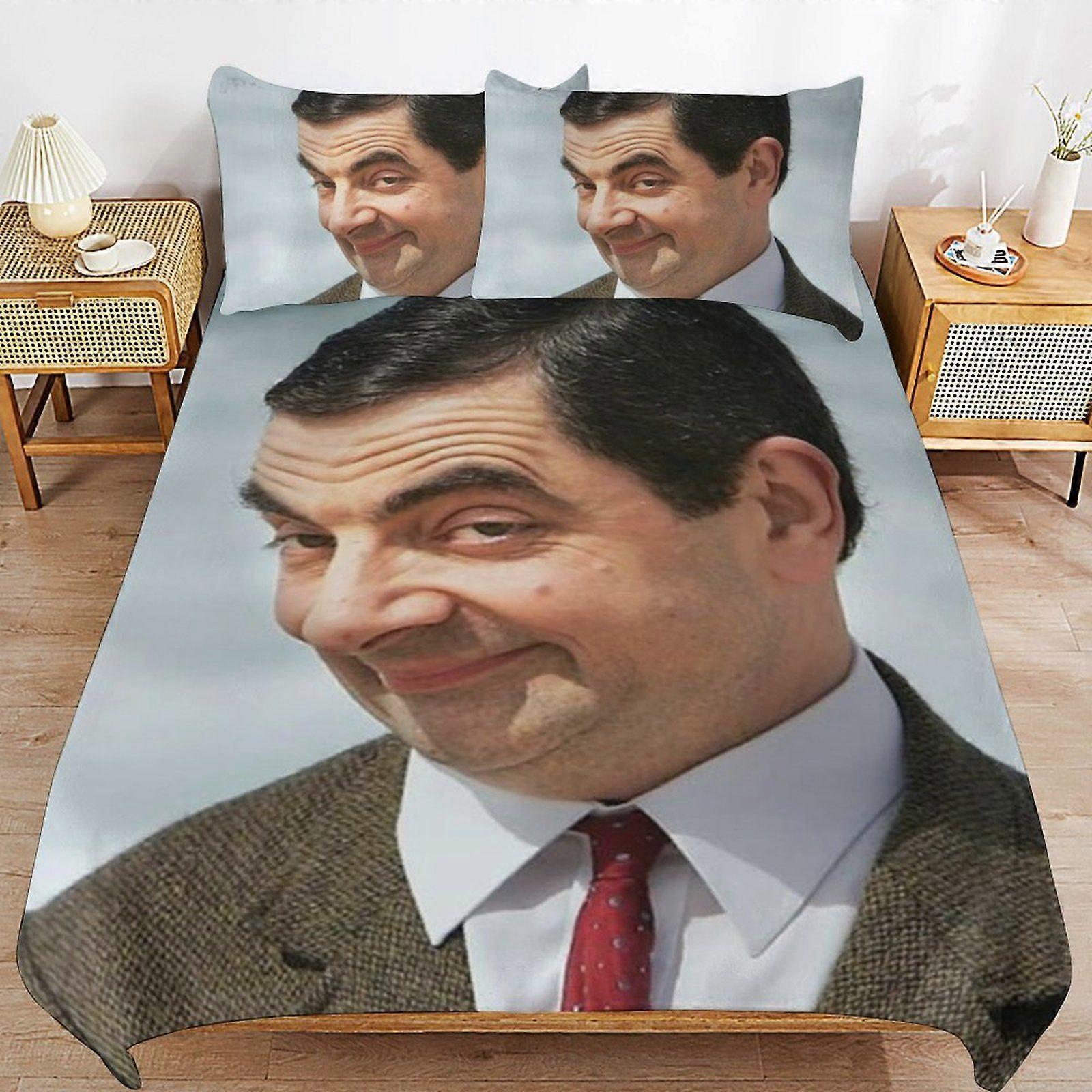 k90 Rowan Atkinson Breathable Soft Surface Comfortable Texture Hotel Style Duvet Cover Sets with Zipper Closure p90