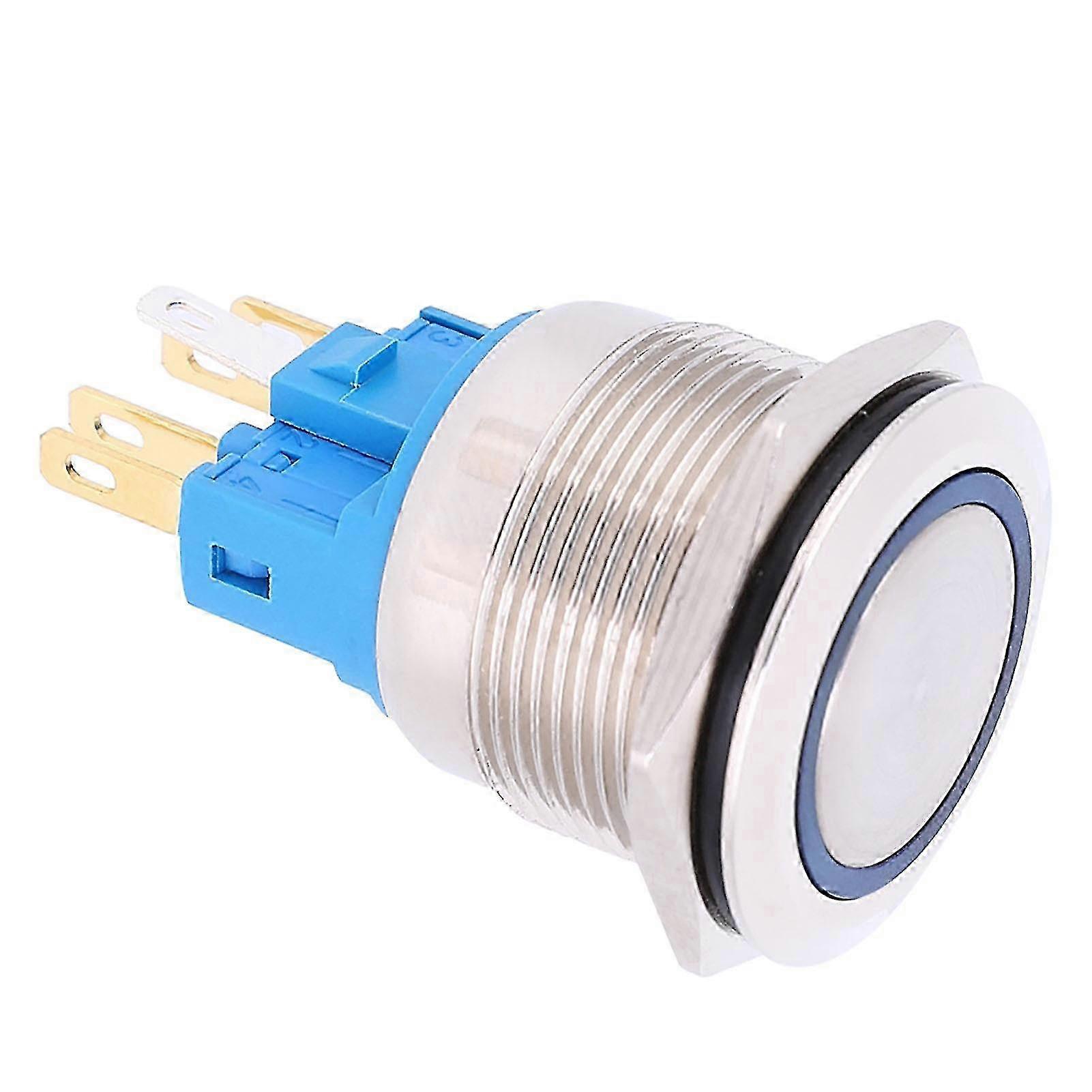 2Pcs DC12-24V IP65 22mm Ring Reset Button 6-Pin Push Button Switch AccessoriesBlue