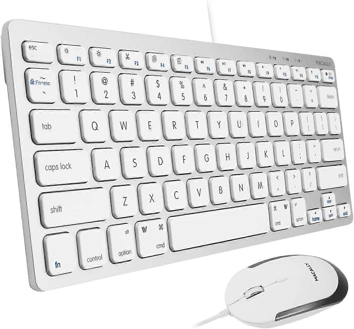 USB Wired Keyboard and Mouse Combo for Mac and PC - Save Space with a Compact Small Mac Keyboard and Mouse