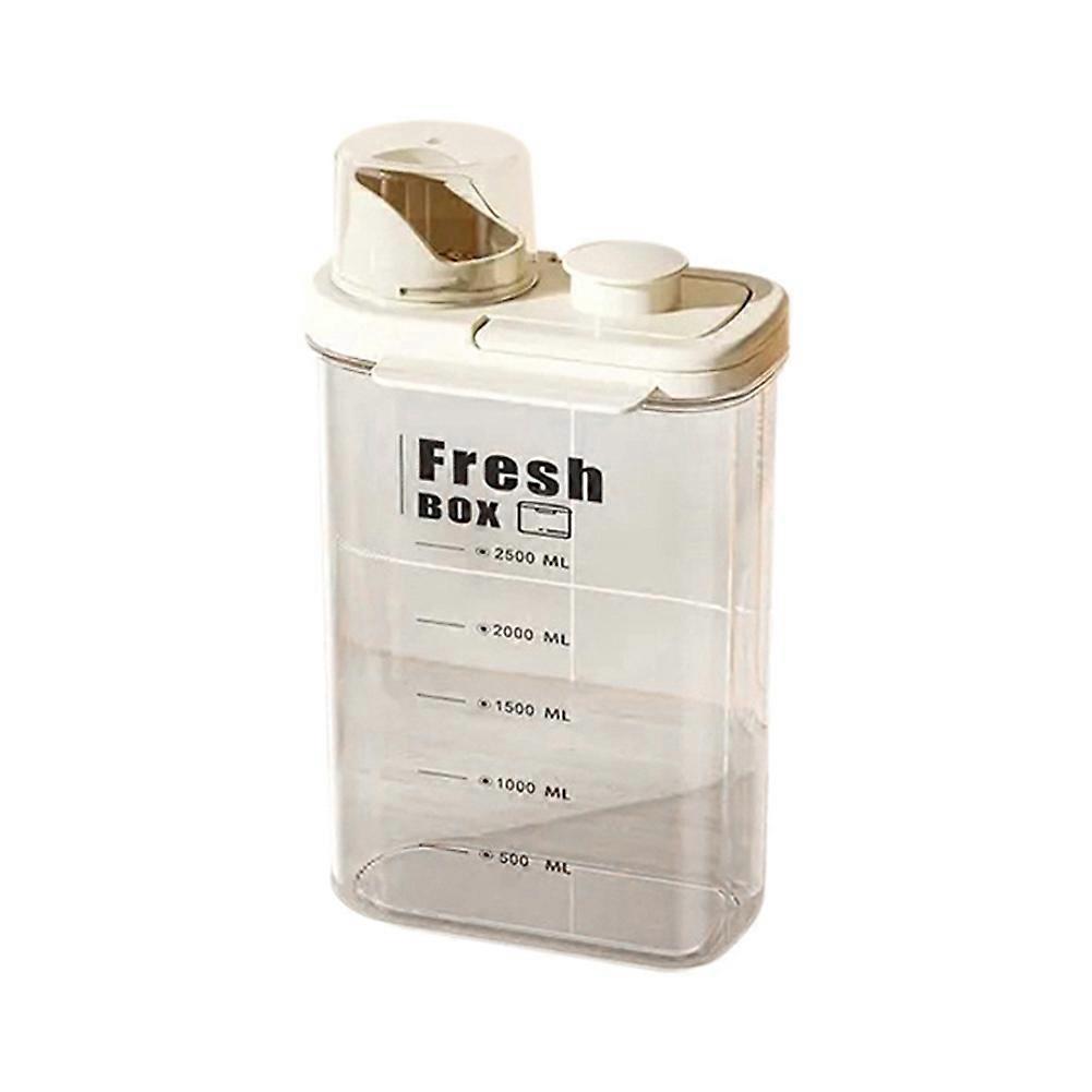 Transparent Kitchen Grain Storage Container with Handle, 2800ml, Moisture-Proof and Insect-Resistant Cream Yellow