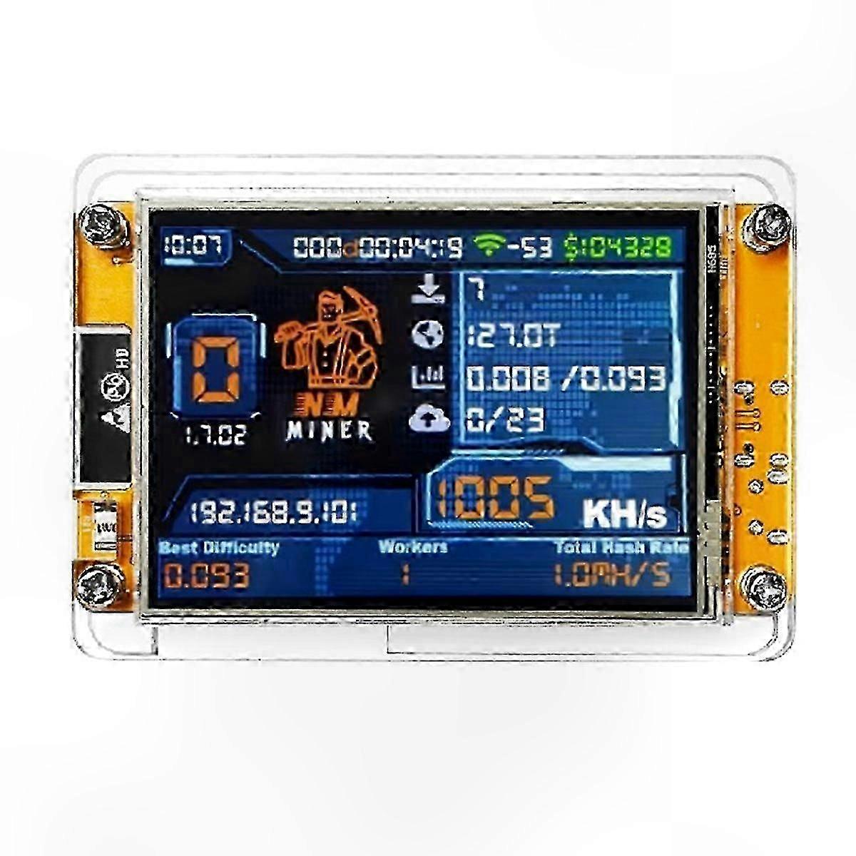 ESP32-Powered Crypto Device with 2.8 Inch Display, 1000KH/S Hashrate for Solo Mining and Lottery Functionality