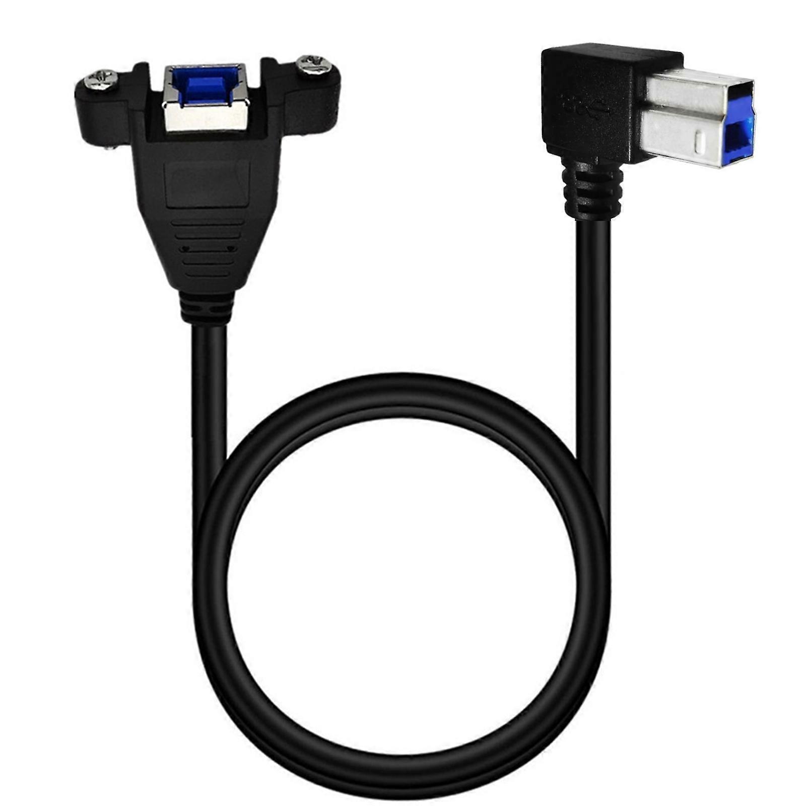 Cabo de extensão USB 3.0 para impressoras, com ângulo de 90 graus, com furos para parafusos de montagem em painel para disco rígido, multicolorido.