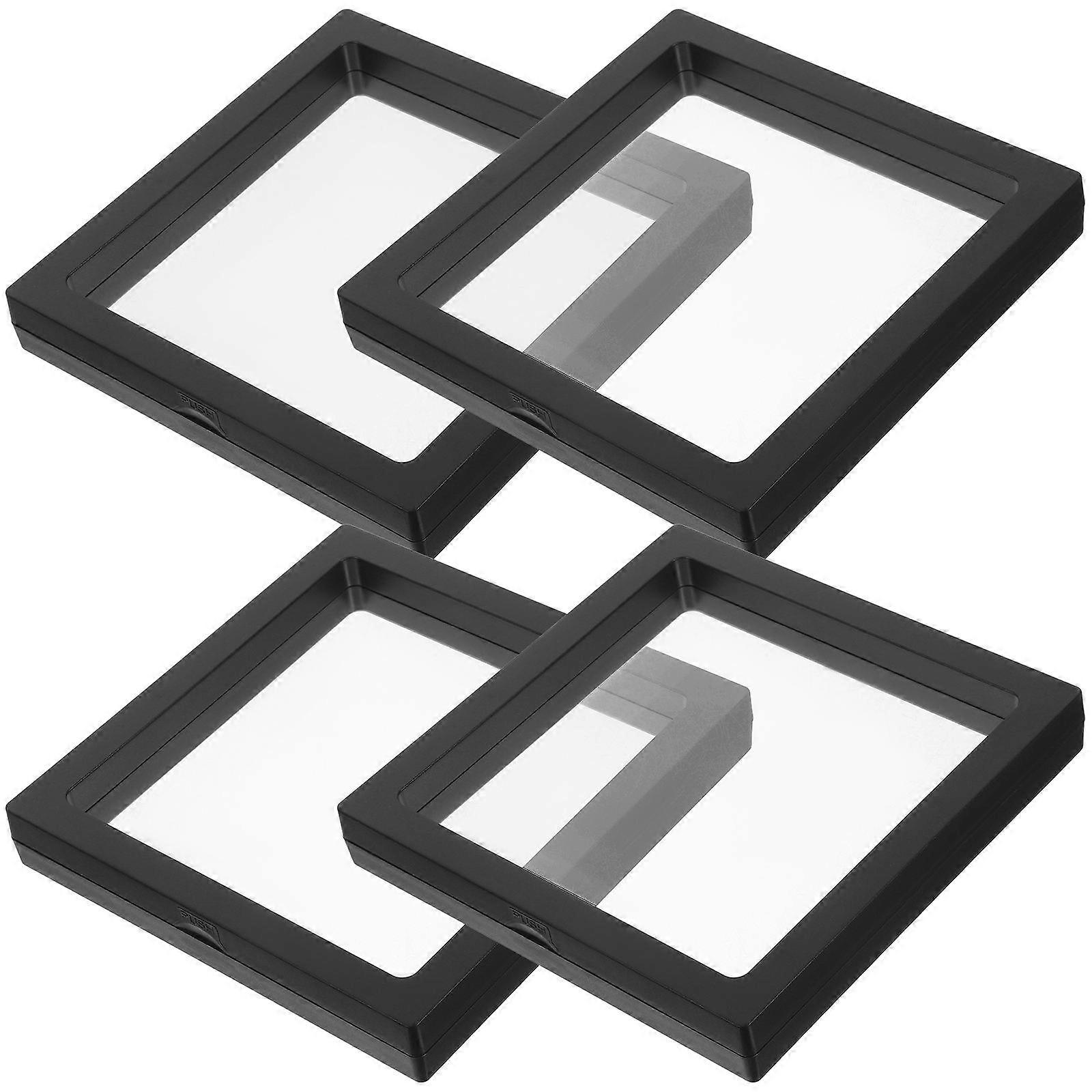 Pe Film Floating Jewelry Display Case for Display 4Pcs Black Set