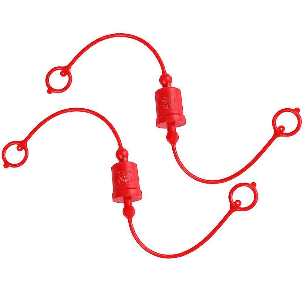Hydraulic Connector Dust Caps for 2Sets with Practical Red Plastic Covers