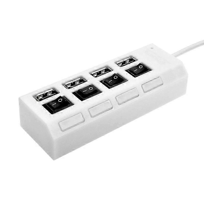 4-Port 2.0 USB Hub with LED Lights and Individual Switches for Windows, MacOS