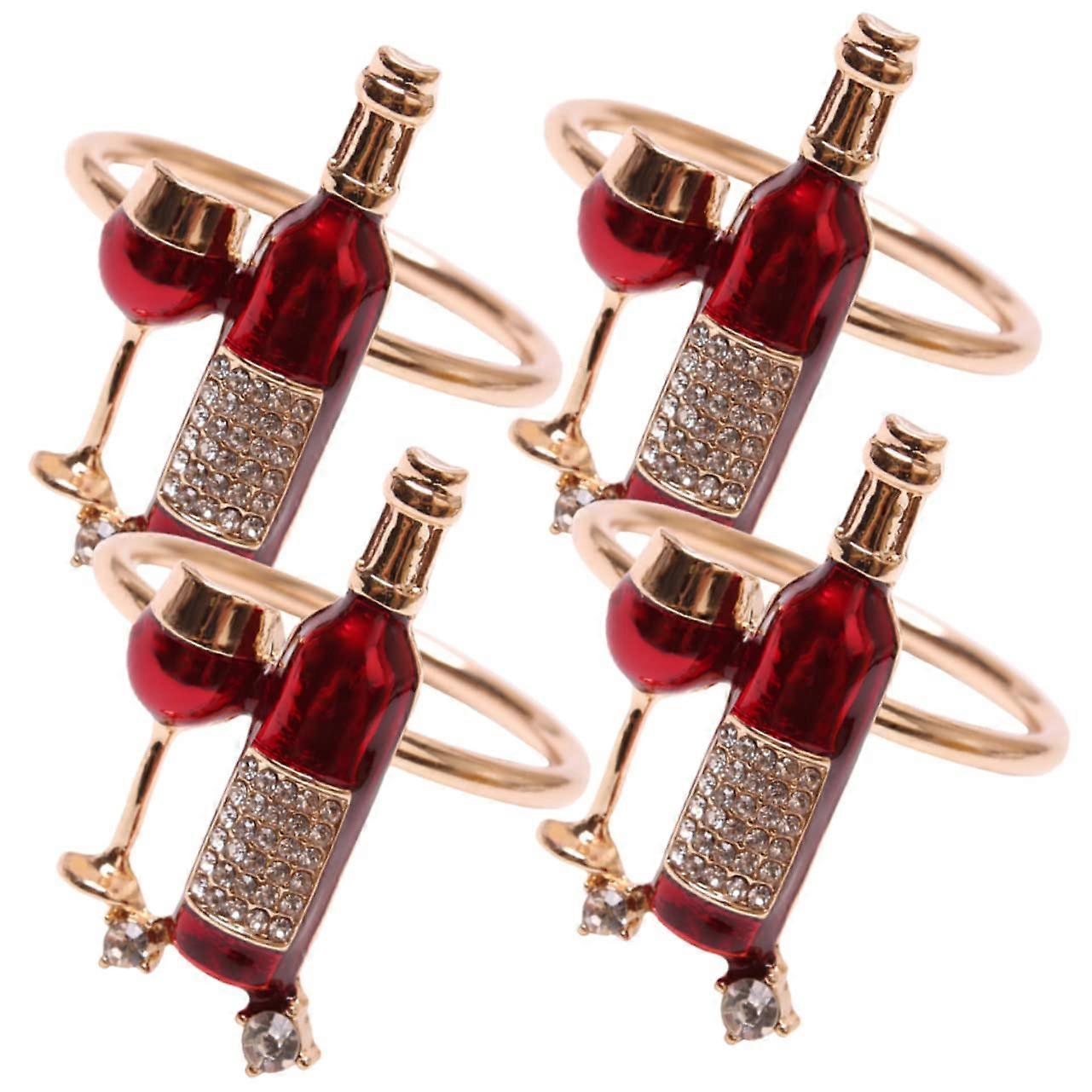 Zinc Alloy Napkin Rings Set of 4 Farmhouse Style Metal Serviette Holders for Dining Table and Parties