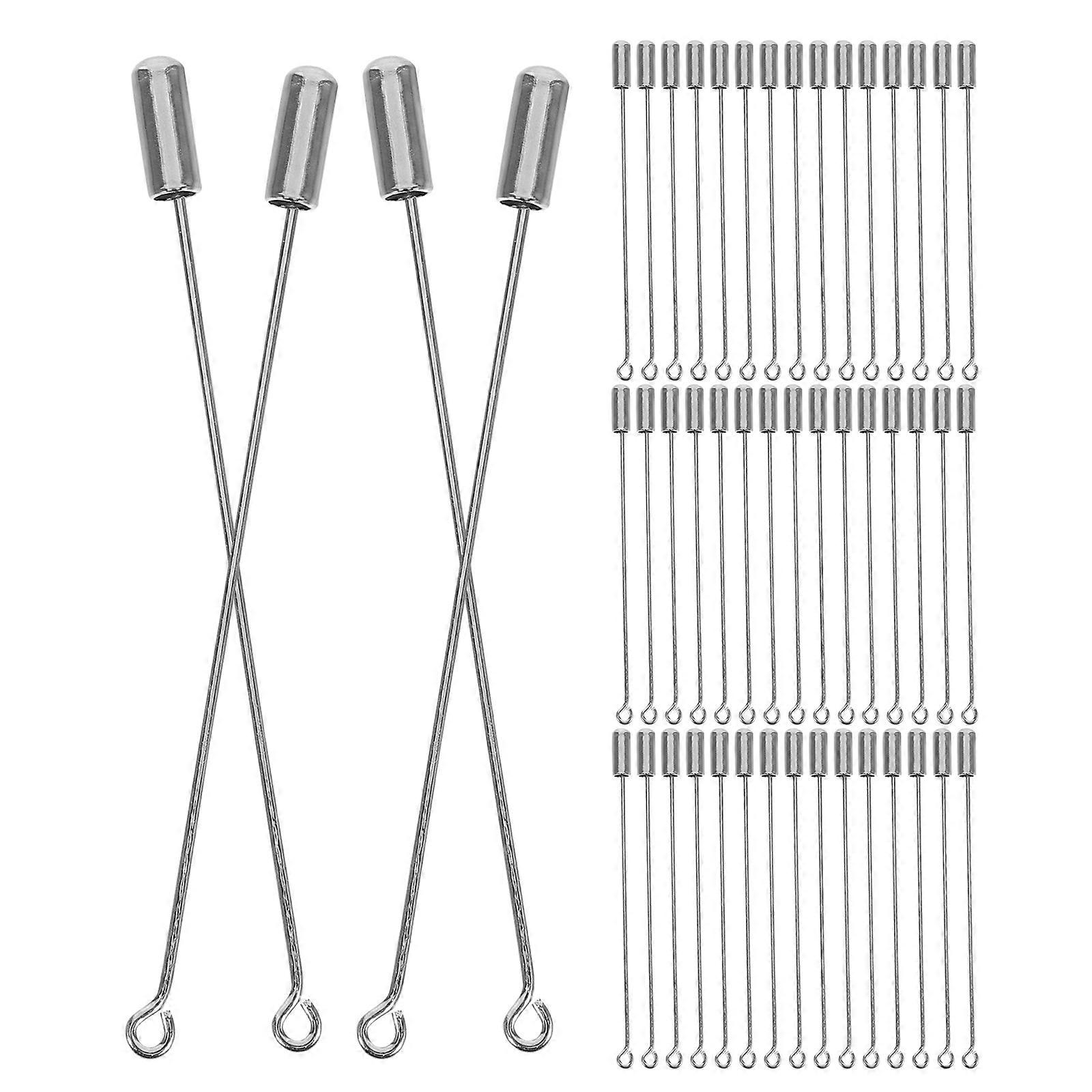 Silver Stick Lapel Pins for Decor with Stopper End 50Pcs Set