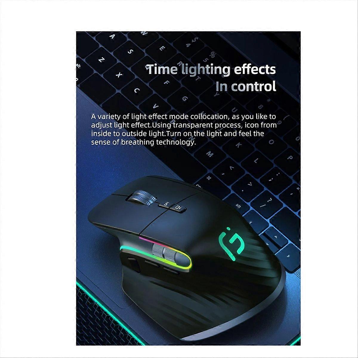 Wireless Mouse Bluetooth 5.0 Mouse 2.4G Wireless Optical Mouse Black