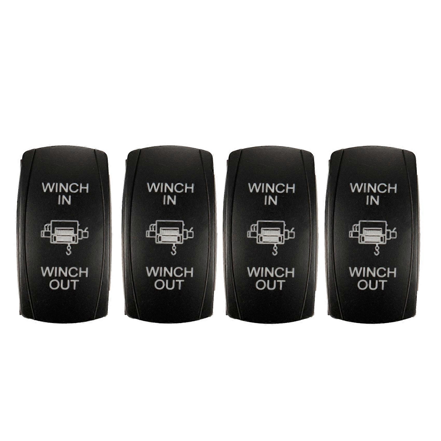 4X 7Pin Laser Momentary Rocker Switch Winch in Winch Out 12V ON-OFF-on LED Light Blue