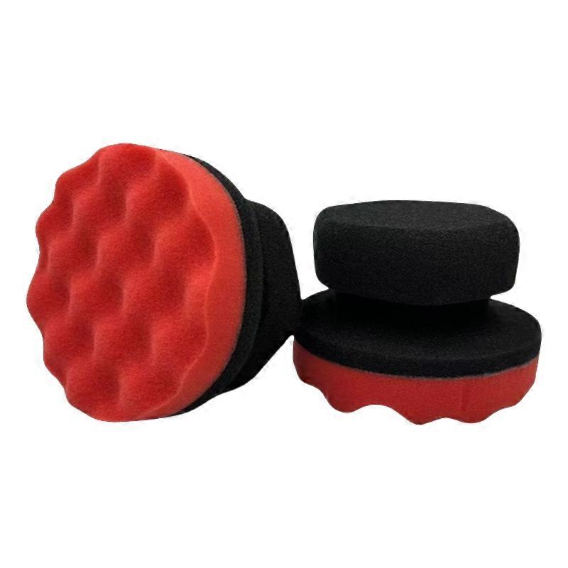 2PCS Tire Shine Applicator with Ergonomic Hex Grip, Reusable Car Detailing Sponge Pads Red