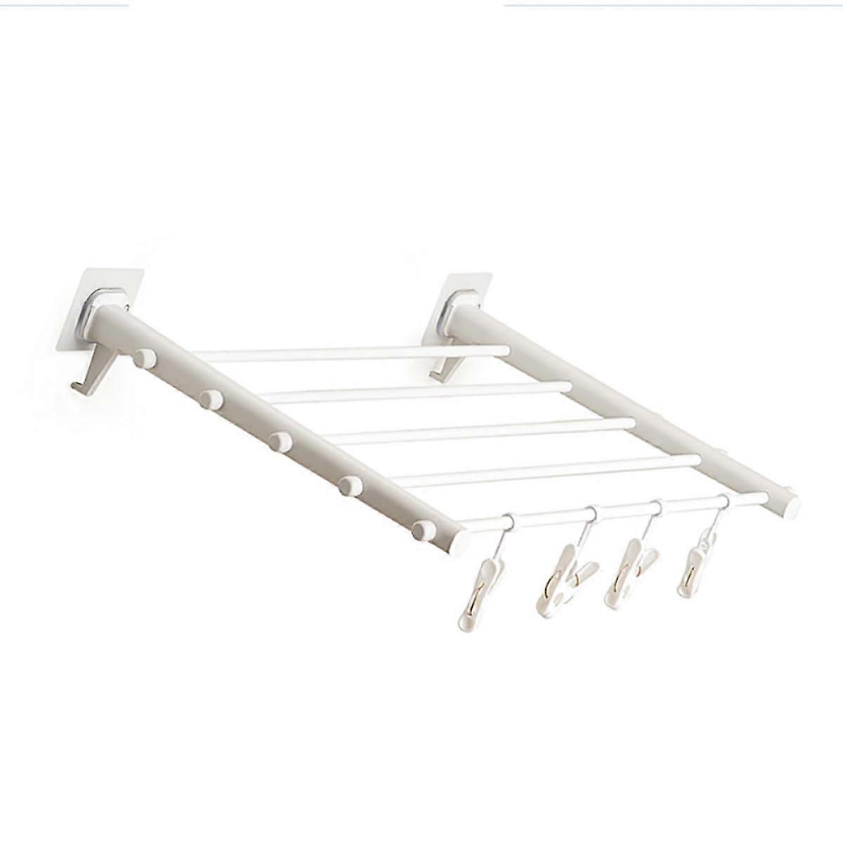 Wall Mounted Clothes Drying Rack Foldable Space Saving Retractable Indoor Outdoor Balcony Use