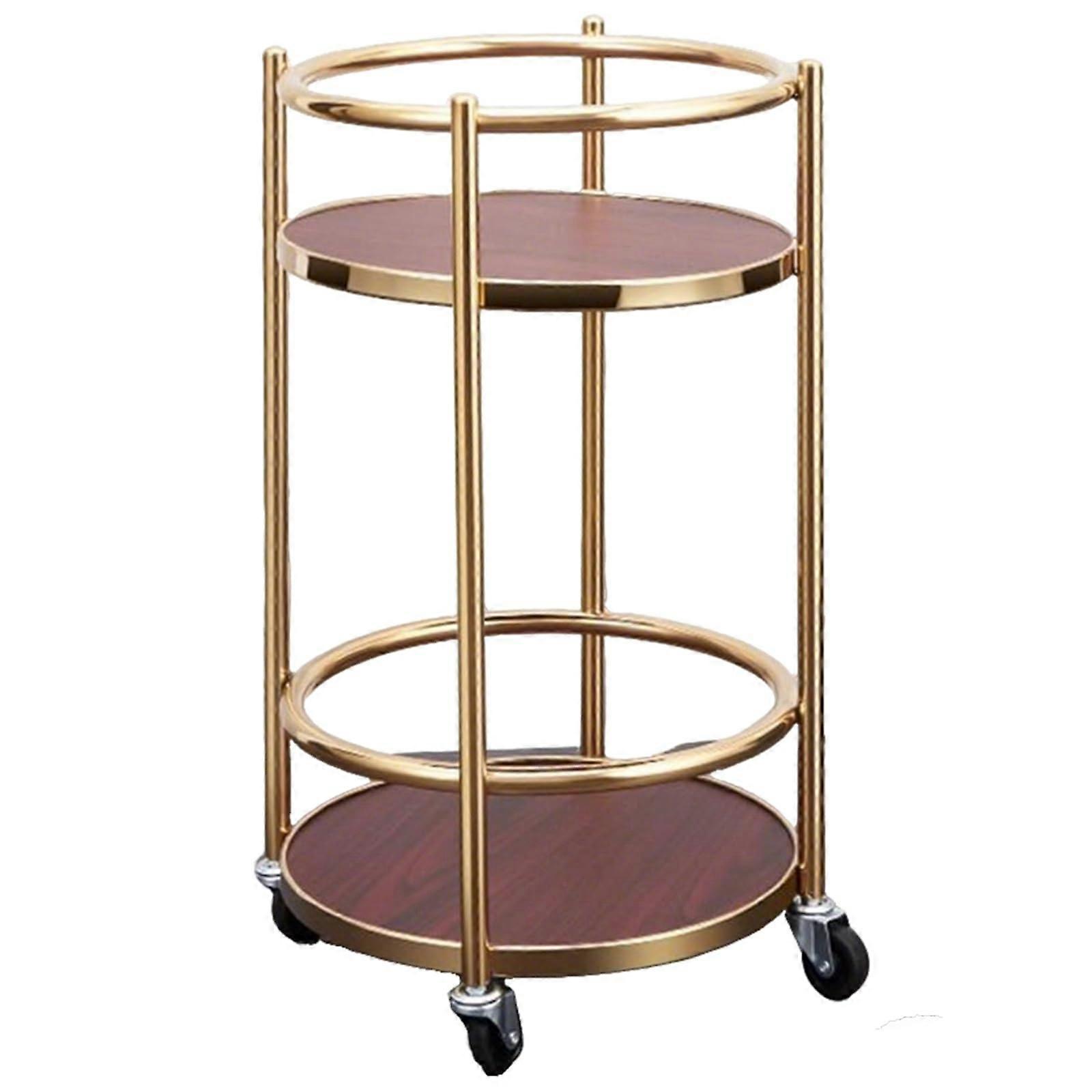 Gold 2Tier Bar Cart with Wheels, Stainless Steel Serving Trolley for Drinks and Snacks