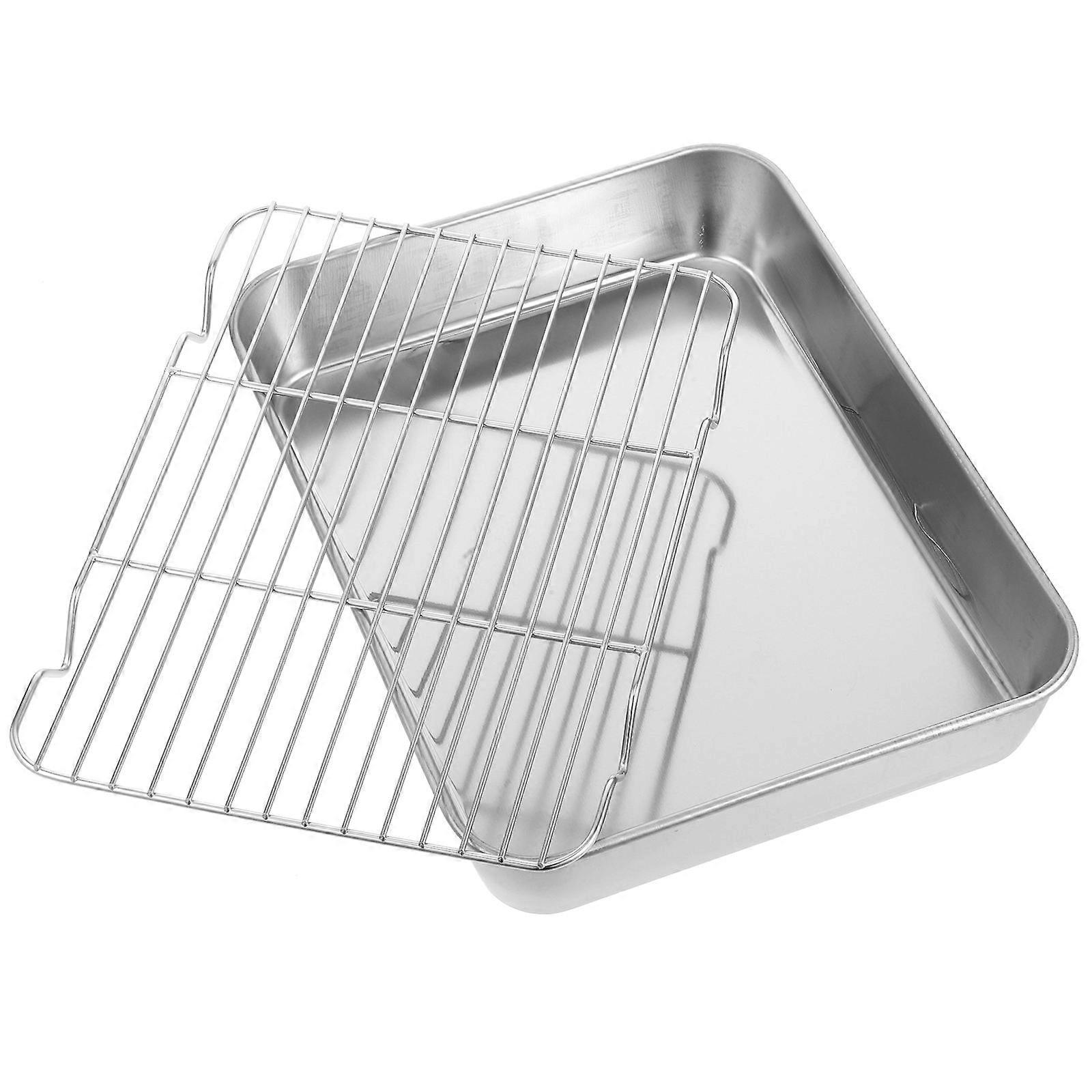 Rectangular Stainless Steel Roasting Pan with Rack for Baking