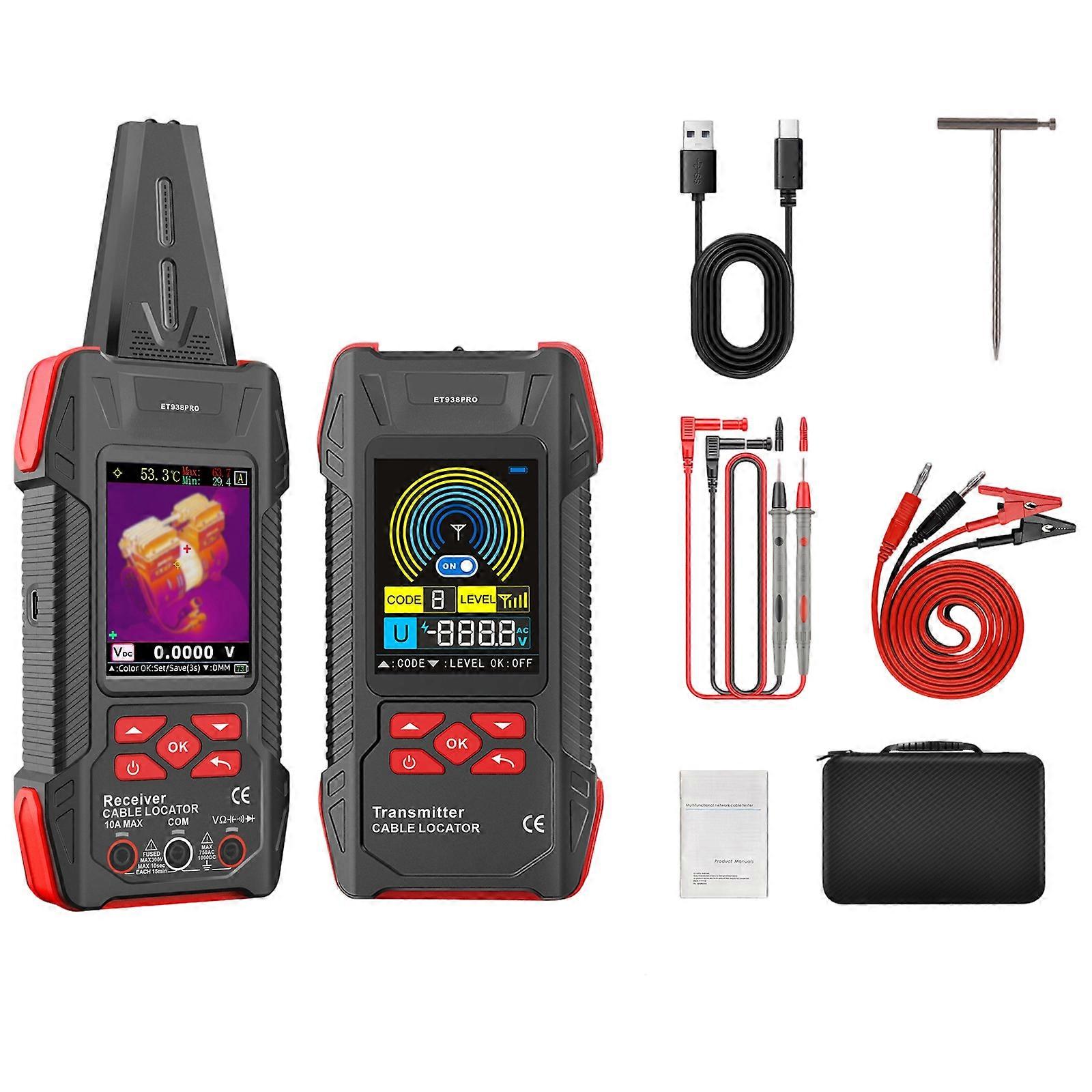 Digital Cable Locator Finder and Multimeter Featuring Auto Recognition Data Storage Large LCD Screen for Electricians Multicolor