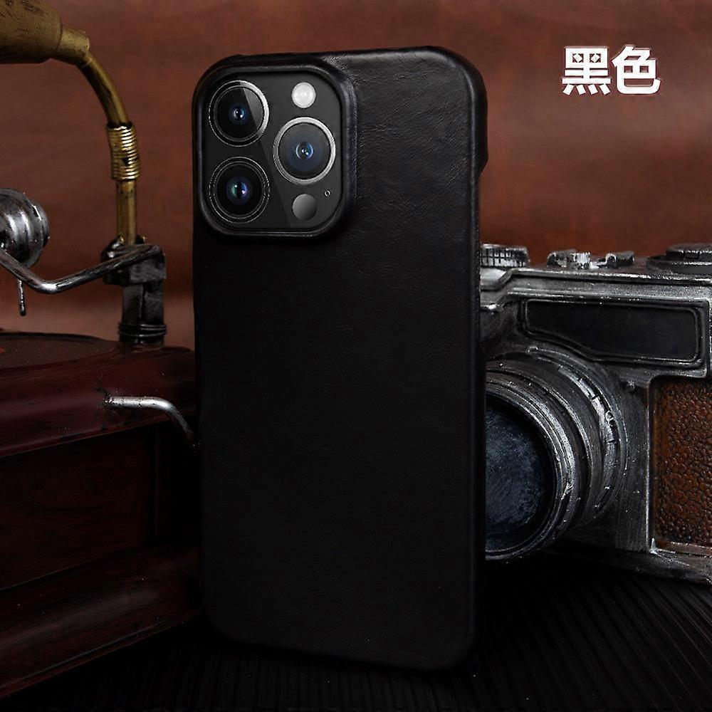 Case For Iphone 13 Pro Black High-end Leather No10513