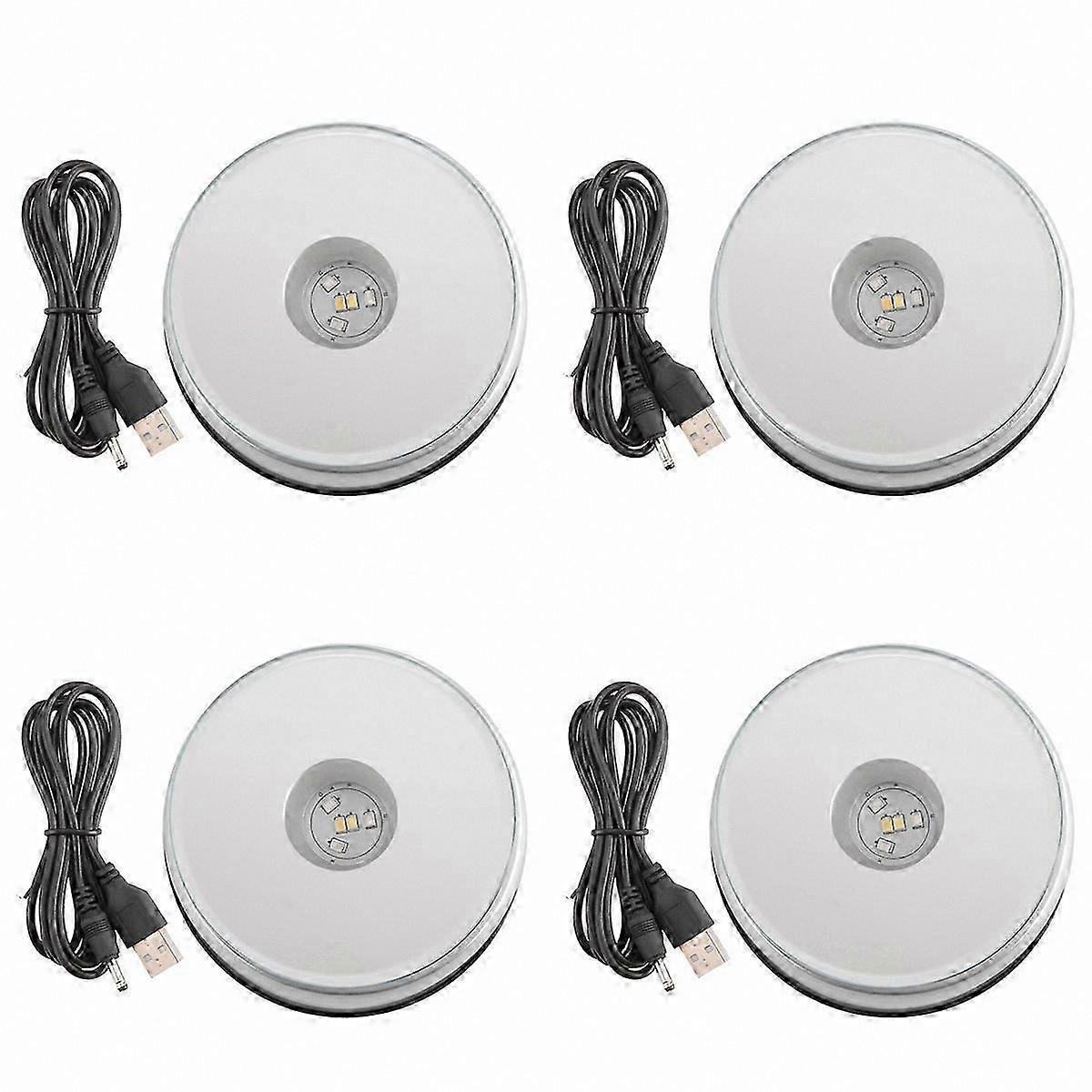 Rotating Display Stand for Crystals and Glass Art, LED Lighted Base with Colorful Rotation Functionality