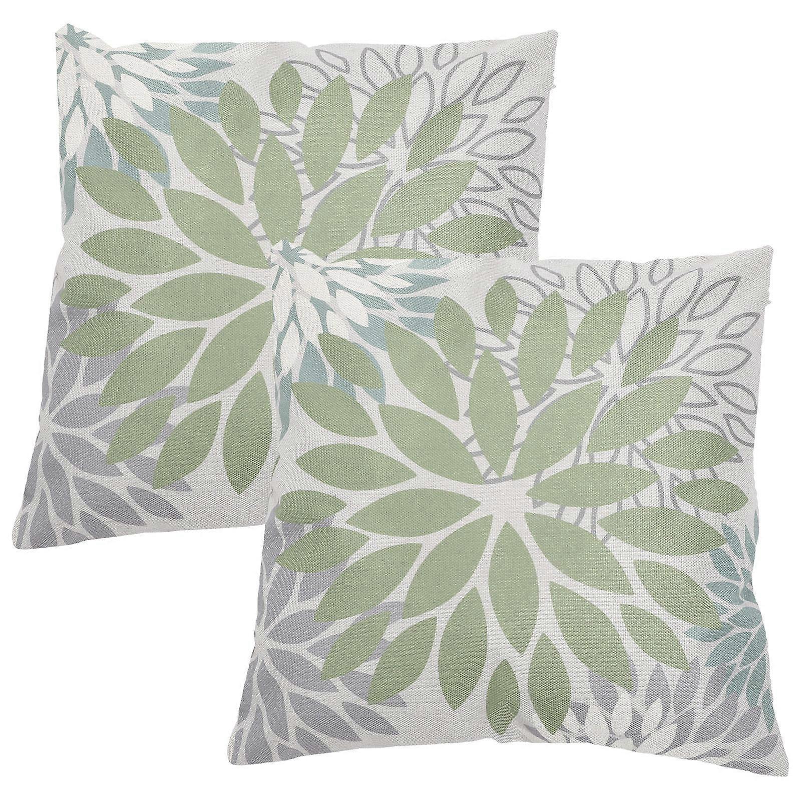 Green Linen Throw Pillow Covers for Sofa Cushion Decorative 2Pcs Set