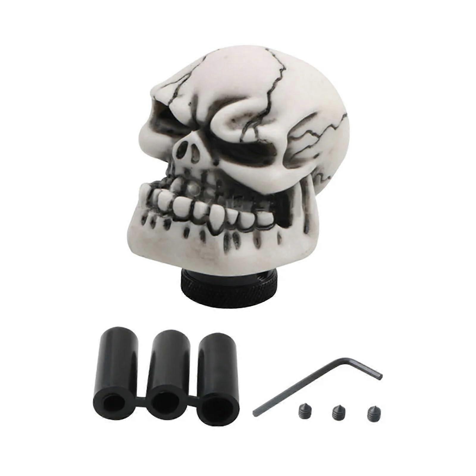 White Skull Push Button Car Gear Shift Knob for Manual Transmission ScratchResistant