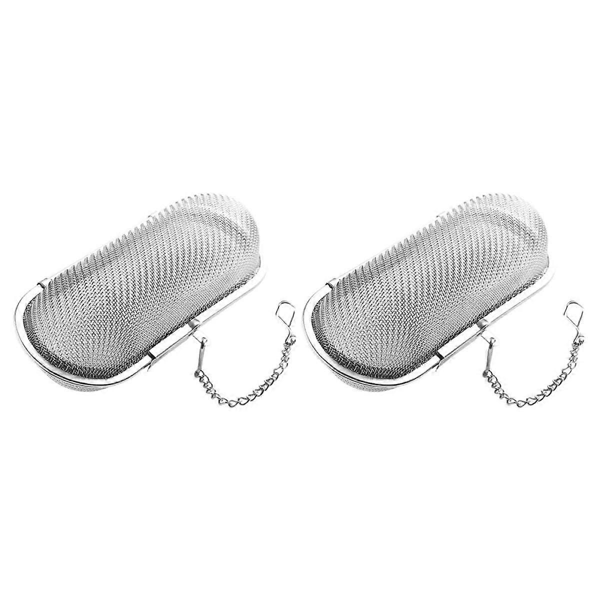 Tea Infuser Stainless Steel Loose Leaf Strainer with Fine Mesh Filter and Chain Hook, 2pcs