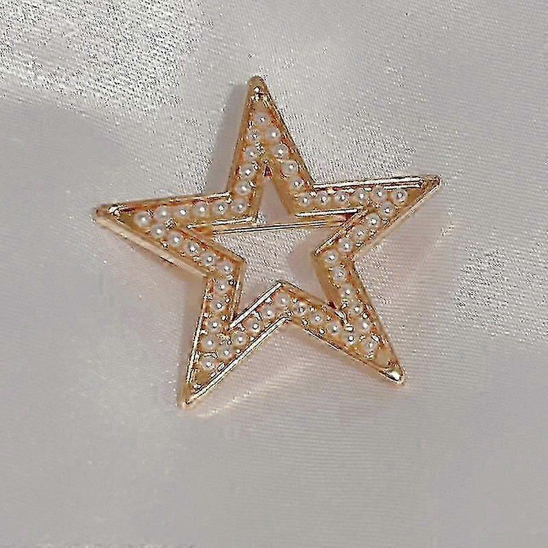 Doppel-C-Brosche, Anzugperlennadel, fünfzackiger Sternschmuck