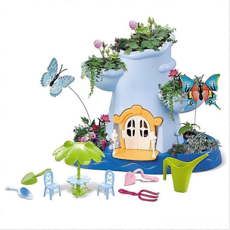 Kids Gardening Kit with Tools Seeds Soil and Musical Fairy Treehouse for Indoor Educational Play