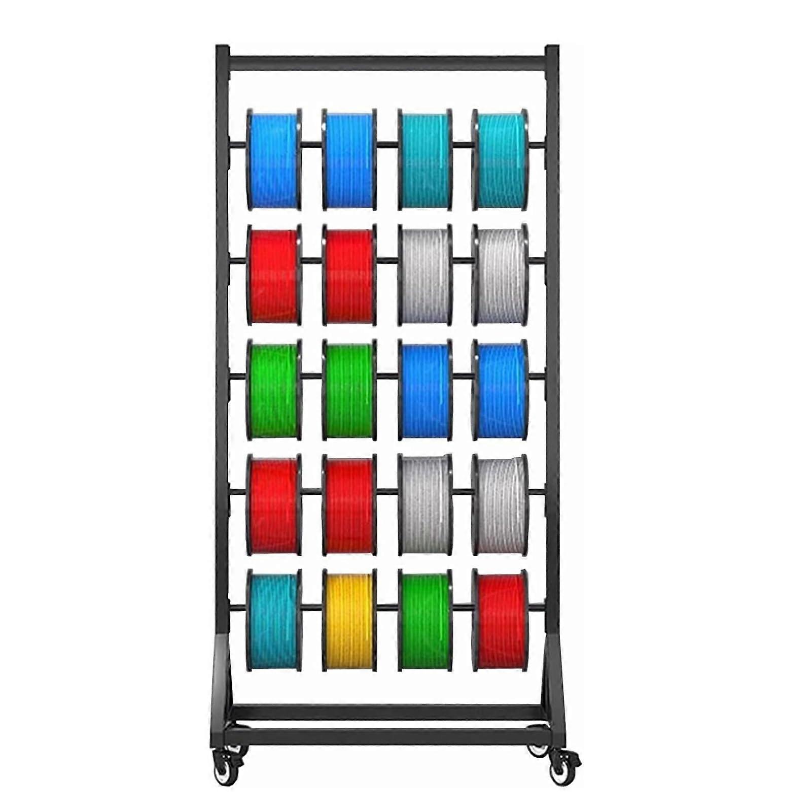 5Tier Heavy Duty Vinyl Roll Storage Rack with Adjustable Rods and Lockable Wheels for Wire Spools