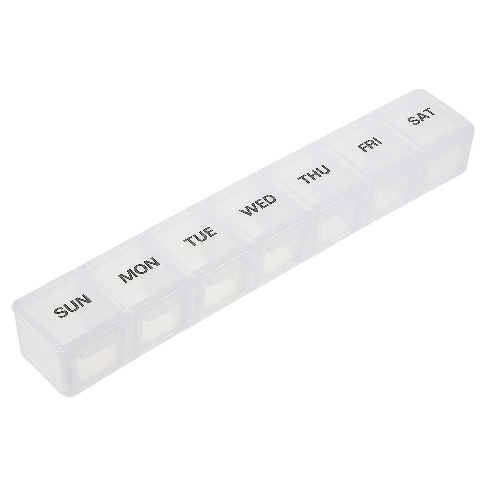 Portable Weekly Case Pills Boxes for Storage Use 2Pcs with Seven-Grids Compartments