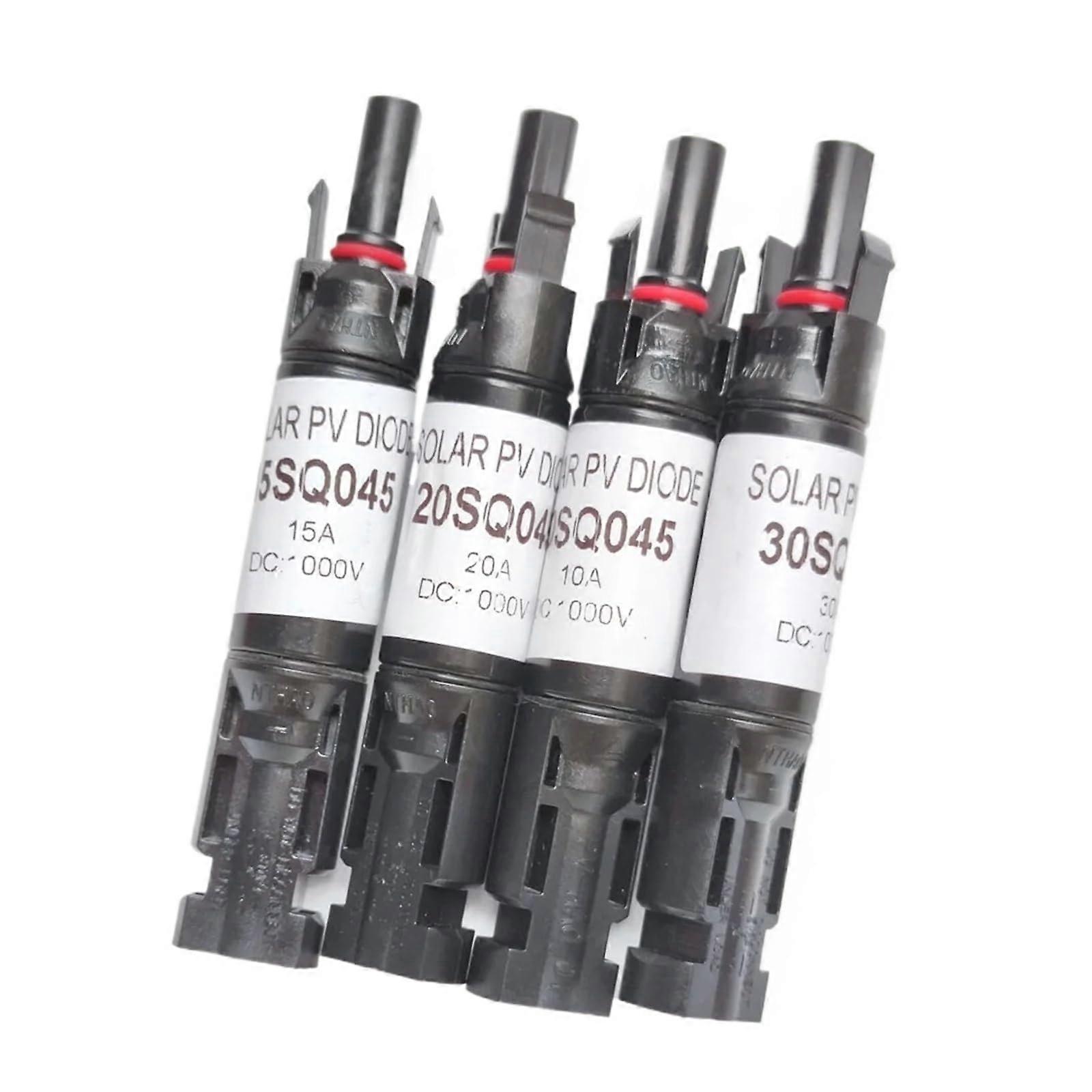 15A Solar Panel Blocking Diode Connector with Waterproof Seal Ring for Reverse Current Protection, 2 Pcs