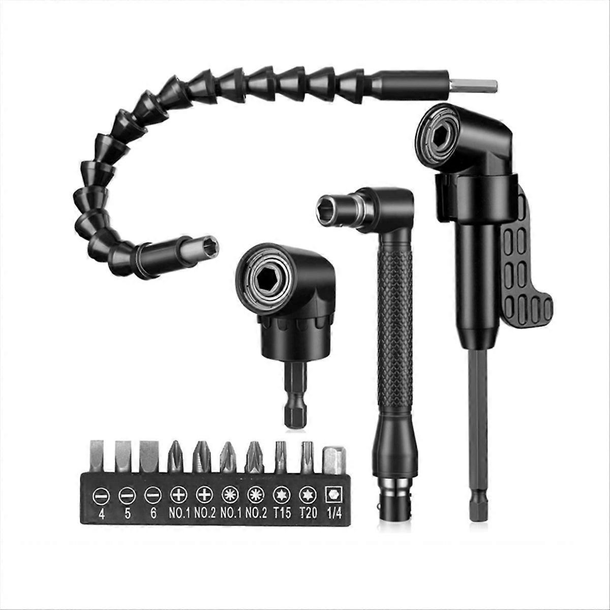 14 Pcs Flexible Drill Bit Extension Set 1/4 Inch Hex Bendable Drill Bit Extension 105 Right Angle Dr