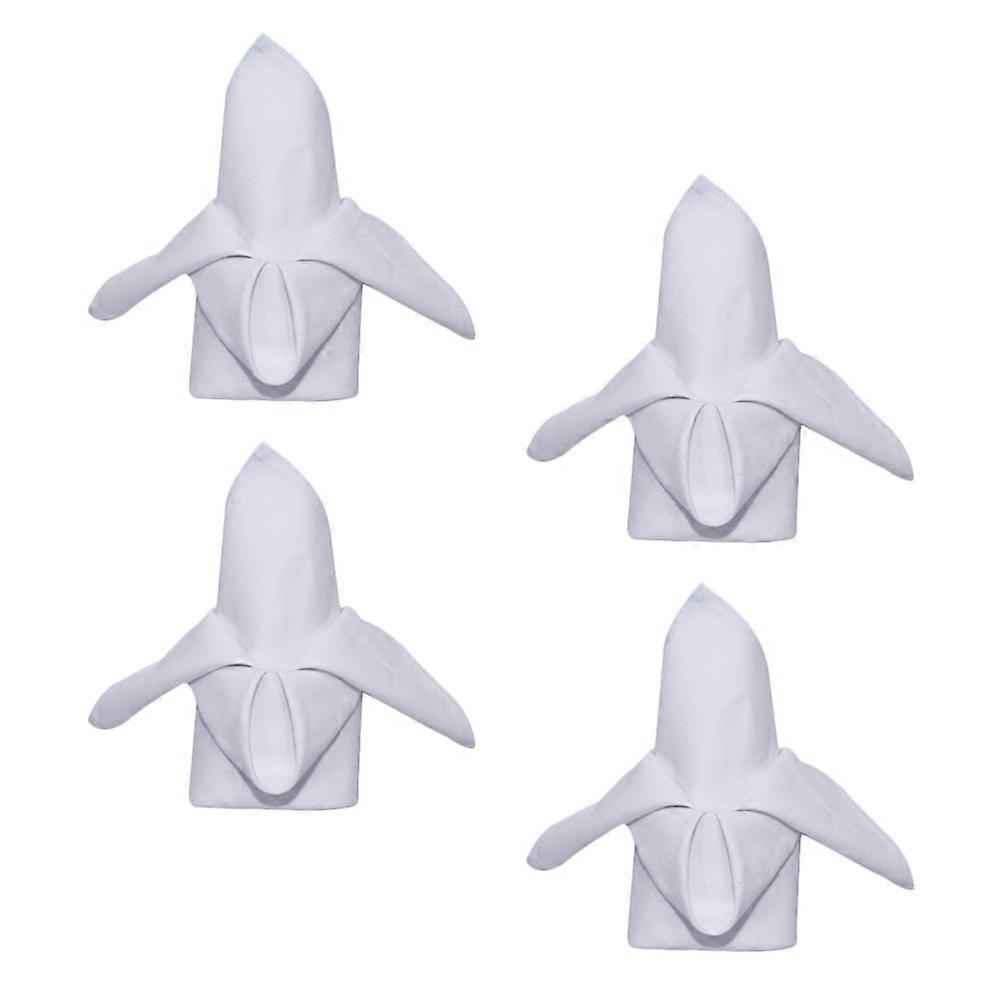 White Napkin Cotton Cloth for Hotel Dining 4Pcs Practical Table Napkins