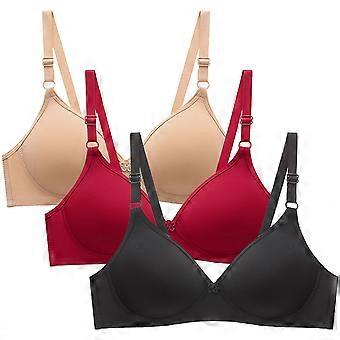 3 PC Wireless Bras for Women Wirefree Full Coverage Bralettes No Underwire Comfort Bras Soft Push Up Everyday Bras